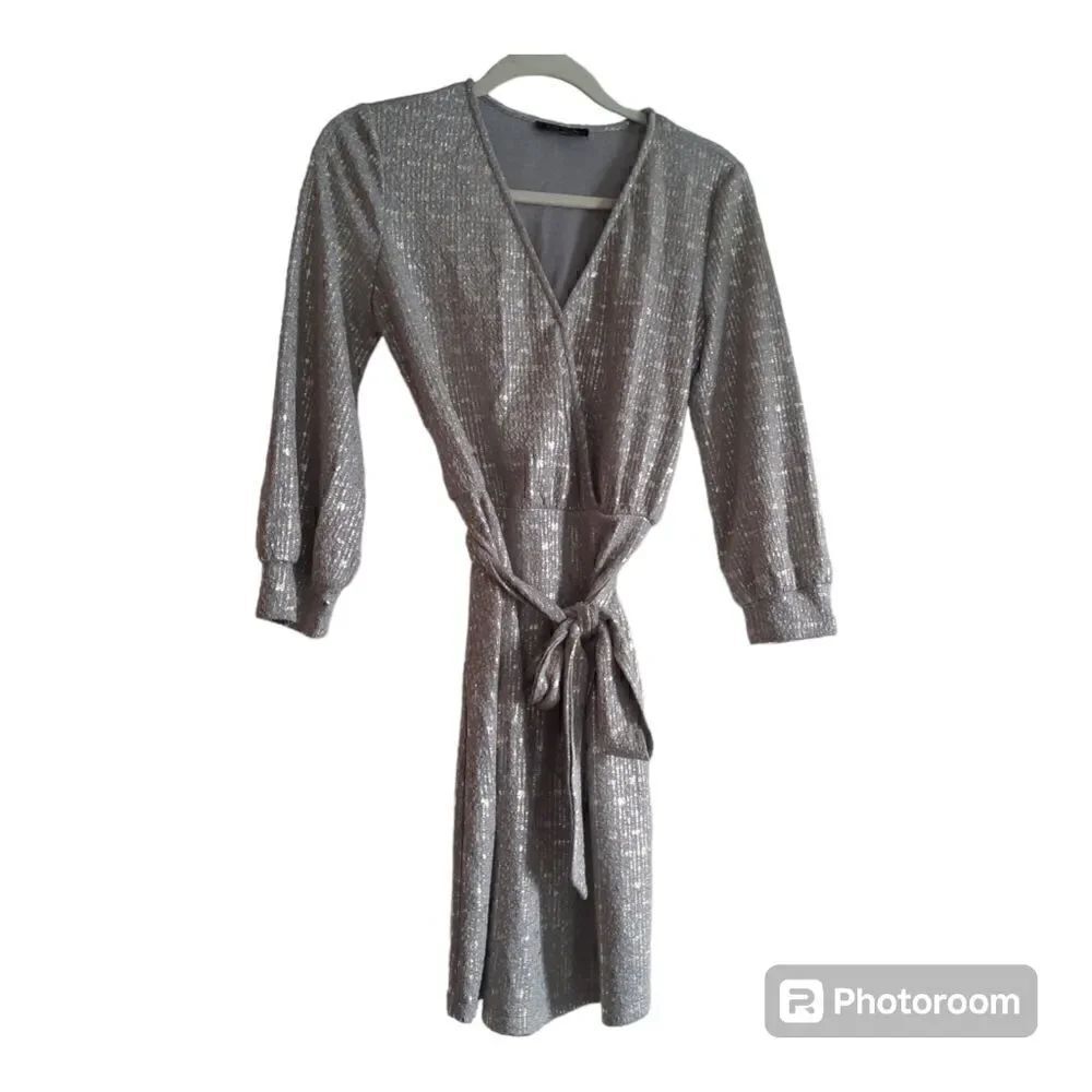City Studio Belted Metallic Print A-Line Dress